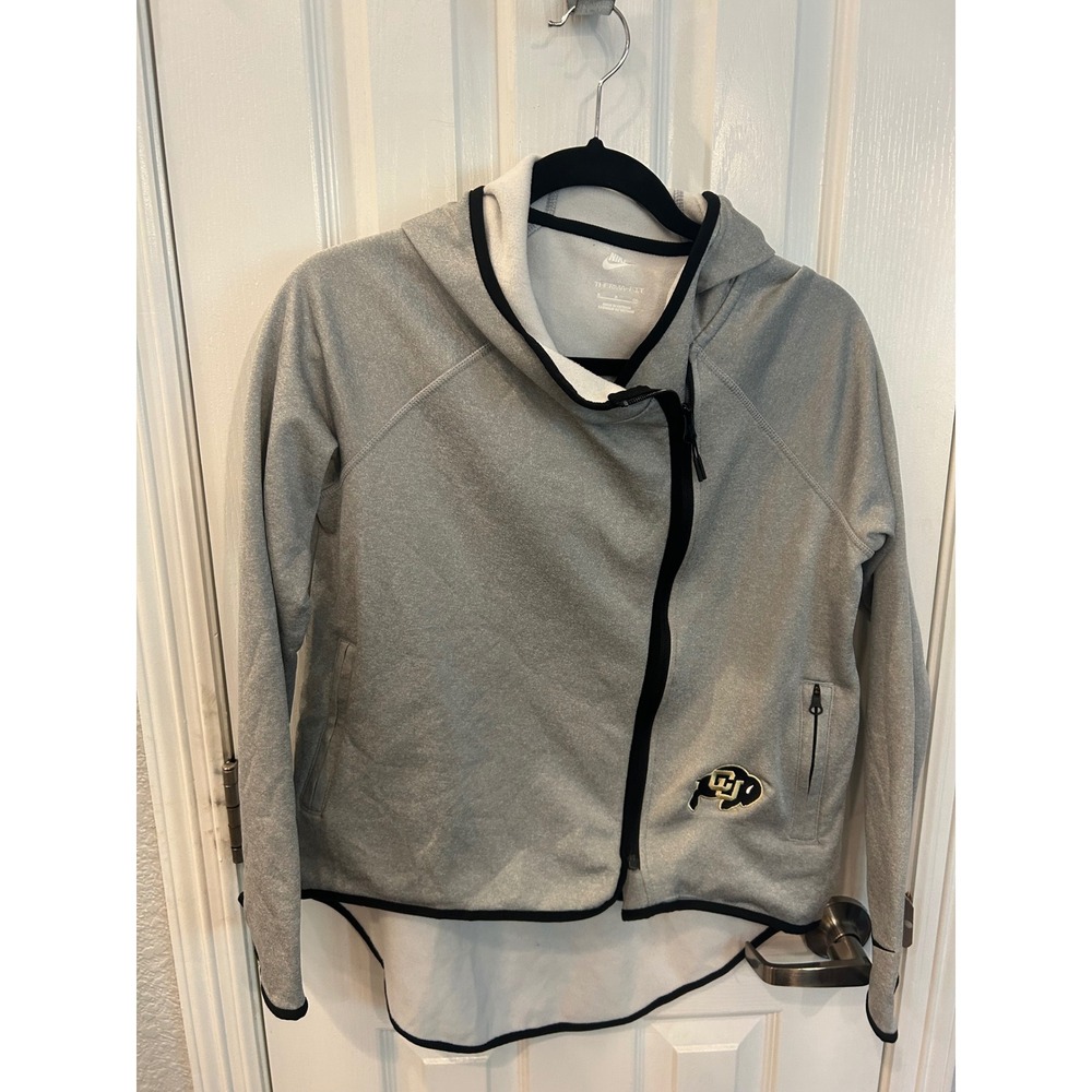 Nike Hoodie Gray CU Colorado Buffaloes Therma-FIT Asymmetrical Zip Jacket S